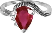 [Galaxy Gold GG] Galaxy Gold 14k Solid White Gold Ring with Vibrant 1.72 Carat Ruby and Natural Diamonds