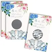 IT'S A BOY! Adorable Baby Elephant Themed Gender Reveal Scratch Off Cards for Baby Showers, 20 2" X 3” Double Sided Cards by AmandaCreation