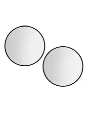 [Embellir] 2 Round Framed Wall Mirror Makeup 80cm in Black