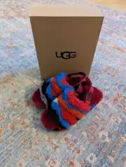 NEW UGG Fluff Yeah Slides Slippers Cali Collage Red Women's US 6 Colorful