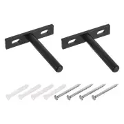 2Pcs 3 Inch Wall Mounting Floating Shelf Bracket Blind Shelf Support, Black
