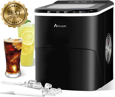 Ice Maker Machine, 12kg Portable Countertop, Commercial Ice Cube Maker, Black