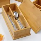 Large Capacity Bamboo Storage Box Tableware Spoon Storage Container Restaurant