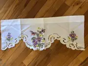Springtime Floral Embroidered Cutwork Poppy Valance Blooms Butterflies Valance