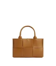 BOTTEGA VENETA Arco Mini $3300 Camel Intreccio Tote Bag New & Authentic