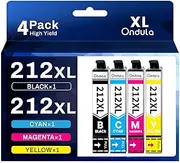 Ondula 212XL Ink Cartridge Compatible for Epson 212XL 212 XL Ink Cartridges for Expression Home XP-2100 XP-3100 XP-3105 Workforce WF-2810 WF-2830 WF-2850 (4 Pack)