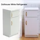 Mini Freezer 1:12 Dollhouse Miniature Fridge Wooden White Refrigerator