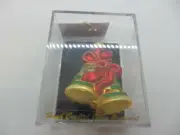 Hand-crafted glass Christmas ornament ribbon and bells design NIB