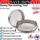 Stainless Steel Double-layer Bee Honey Sieve Strainer Filter Harvesting Tool New