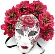 Day of the Dead Mask Dia de los Muertos Large Red Rose Costume Papier Mache