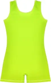 [GAIGEO] Lemon Green Light Lime Gradient Toddler Gymnastics Leotards for Girl Biketard Camisole Ballet Outfit with Shorts 2-3t