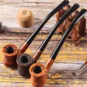 Smoking Pipe Long Briar 3mm Filter Wood Metal Acrylic Straight Type Tobacco Tool