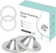 QIUXQIU The Original Silver Nursing Cups,Nipple Shields for Nursing Newborn,Soothe and Protect Sore Nipples,No Need Nipple Cream,Metal Nipple Covers for Breastfeeding (XL+O-Ring)