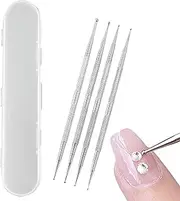CVNRCLP Professional 4-Piece Nail Art Dotting Tool Set - Stainless Steel Dotting Pens & Brushes for Nail Design