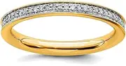 [Stackable Expressions] 925 Sterling Silver Polished Prong set Stackable and Diamonds Gold Plated Ring Size 7-Stackable-Ring for Women