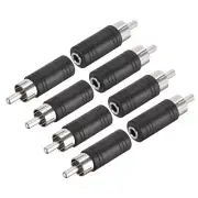 RCA Male to 3.5mm Female Connector Stereo Audio Video Adapter Coupler Black 8Pcs