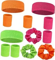 [WOONEKY] Elastic Mini Soccer Style Sweatband Set 3 Headbands 6 Wrist Sweatbands for Boys and Girls