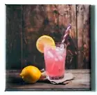 Pink Lemonade Glass and Straw FRIDGE MAGNET