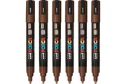 Uni Posca PC-5M Poster Marker Medium Bullet Tip 2.5mm Brown 6 Pack