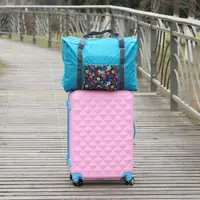 在飛比找momo購物網優惠-【E.City】韓版花紋可折疊加大拉桿行李袋