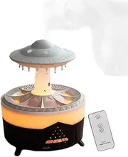 [UanTii] 3 in 1 Rain Cloud Humidifier Oil Diffuser Water drip Aroma Essential Diffuser 350ml Night Light Water Drop Sound for Sleeping Relaxing (Black)