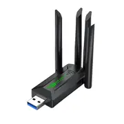 1200Mbps Dual Band USB3.0 Wifi Adapter 2.4GHz 5GHz WiFi Adapter with 4 Antenna PC Mini Computer Net Black