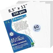 60 Sheets White Cardstock 8.5" x 11" Printer Paper Bulk 230 GSM Cover Stock Paper Thick Paper Card Stock for Card Making, Invitations, Scrapbooking, Arts and Crafts