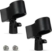 Mic Clip Holder 2 Pcs, Adjustable Microphone Stand Clamp Universal Handheld Mic Clip Holder with 5/8" to 3/8" Screw Adapter