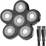 AW Shaver Replacement Head, 6 Blades Head Shaver Replacement Heads Compatible with AidallsWellup Replacement Head for AidallsWellup G-672 Head Shaver for Bald Men, 1 Cleaning Brush, Silver