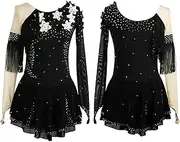 [Zagitova] Figure Skating Dress for Women Graceful Applique Girls Breathable Competition Dance Costume Shiny Rhinestone