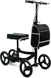 Dynamx All Terrain Steerable Knee Scooter with 8" PVC Tires Foldable Knee Walker Double Handbrake Deluxe Medical Scooter for Adults with Foot Ankle Injuries Compact Crutches Alternative