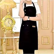 [PiurUf] Kitchen Apron Unisex Work Apron Canvas Black Apron bib Adjustable Kitchen Apron Women's Belt Tool Bag Apron Kitchen (Size : Black-B)