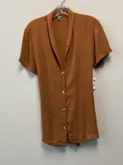 Charlotte Russe Bronze Brown Rayon Tie Back Blouse—Medium