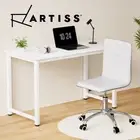 Artiss Computer Desk 120cm Executive Office Chairs Set PU Leather Low Back White