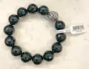 Alexander Kalifano Faceted Black Onyx Beads with Silver Accent Elastic Bracelet