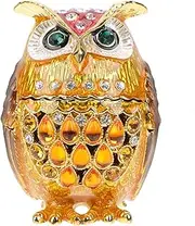 NIYANGLE Owl Shaped Trinket Box Decorative Alloy Jewelry Organizer for Rings Earrings Necklaces Unique present Wrapping Box for Home Decor and Storage