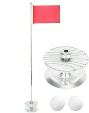 Golf Pin Flag Hole Cup Set - Golf Hole Cup For Backyard Practice,Practice Putting Green Flags, Retractable Golf Pole Pin Flagpole, Golf Flag Sticks for Yard Backyard