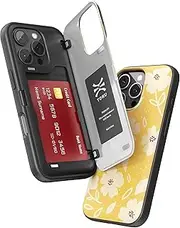 TORU CX Hybrid for iPhone 16 Pro Wallet Case | Dual Layer Slim Protective Hard Cover with Hidden 2-Credit Card Slot Holder - Floral Pattern