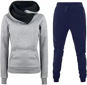 [Generic] Women Interview Clothes Set Set Autumn And Winter Hoodie Athletic Casual Pants Set Elegant Women Pants Suit (Navy, S)