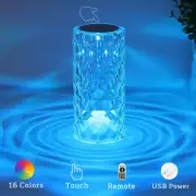 Crystal Table Lamp for Bedroom 16 Colors Touch/Remote Dimmable Night Light USB