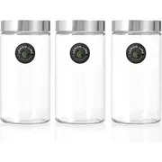 3x Lemon & Lime Alto 1.7L Glass Jar 22cm Stainless Steel Lid Kitchen Storage CLR