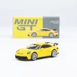 合金模型 汽車模型 MINI GT車模1:64保時捷911 PORSCHE 992 GT3仿真合金汽車模型黃色