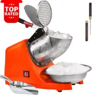 Electric Ice Shaver Machine 3 Blades 300W Snow Cone Maker Orange Home Commercial