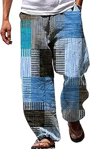 [Generic] Boy Apparel Summer Pants Beach Pants Drawstring Elastic Waist Print Stripe Graphic Prints Geometry Comfort Casual Daily Holiday Streetwear Yellow Blue M