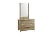 Dresser with 3 Storage Drawers in Natural Wood like MDF in Oak Colour with Mirror
