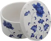 Angoily Ink Container with Lid Blue and White Ceramic Ink Dish for Calligraphy and Painting for Dip Pen and Brush Moisture Retaining Desktop Ornament