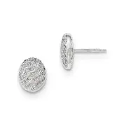 14k White Gold Real Diamond Oval Shape Post Earring