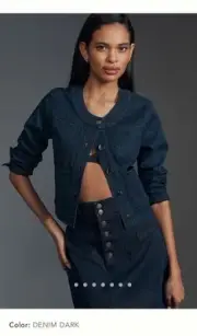 NWT new large Anthropologie Maeve Cora patch pocket denim sparkle jacket jean