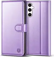 [Kuafcase] for Samsung Galaxy S23 FE Case with 4 Card Slots Magnetic Closure Shockproof Phone Case Cover for Samsung S23 FE - Light Purple