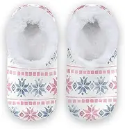 [Caihoyu] House Slippers for Kids Girls Boys Fuzzy Fleece Anti-Slip Rubber Sole Travel Slippers Hotel Travel Bedroom Airplane Party